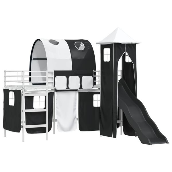 vidaXL Okvir Krevet za Dječji Loft Bijela i crna 75 x 190 cm Metal