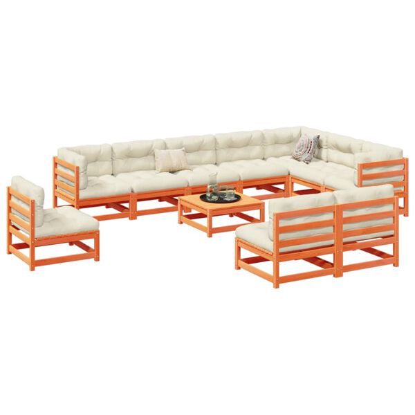 vidaXL 11-dijelni set vrtnih sofa vo&scaron;tano smeđi od masivne borovine