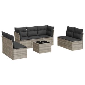 vidaXL 8-dijelni set vrtnih sofa od poliratana s jastucima svjetlosivi
