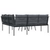vidaXL Set vrtnih sofa s jastucima crni od čelika i tekstilena