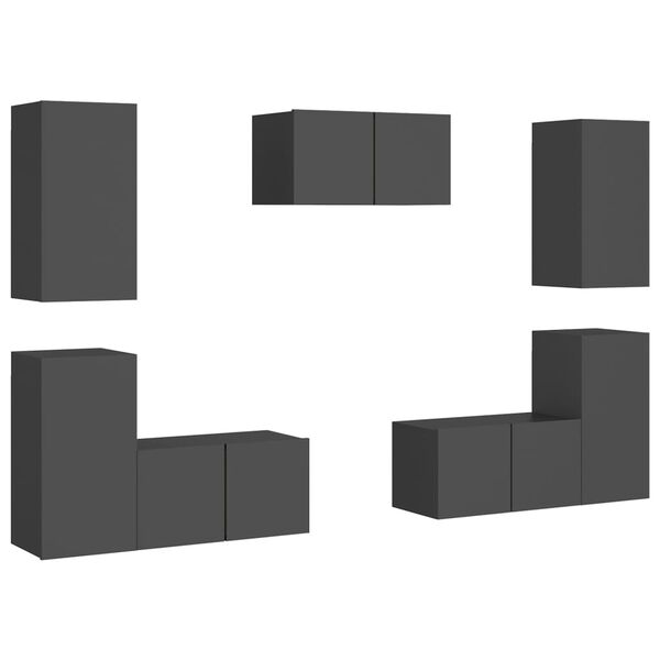 vidaXL 7-dijelni set TV ormarića sivi od konstruiranog drva