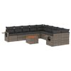 vidaXL 11-dijelni set vrtnih sofa od poliratana s jastucima sivi