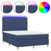 vidaXL Krevet box spring s madracem LED plavi 140x200 cm od tkanine