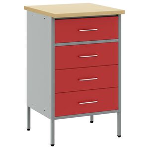 vidaXL Radni stol s ladicama s pohranom Crvena i siva 50 x 55 x 85 cm