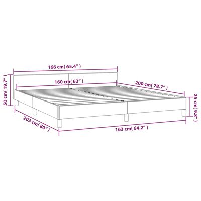 vidaXL Okvir za krevet s uzglavljem svjetlosivi 160x200 cm od tkanine