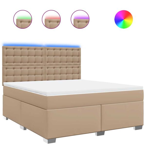 vidaXL Krevet box spring s madracem cappuccino 180x200 cm umjetna koža