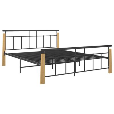 vidaXL Okvir za krevet od metala i masivne hrastovine 160 x 200 cm