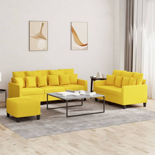 vidaXL 3-dijelni set sofa s jastucima svjetložuti od tkanine