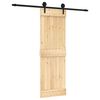 vidaXL Klizna vrata Prirodna i crna 70 x 210 cm Čvrsta borovina