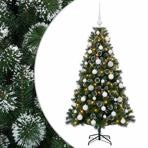 vidaXL Umjetno božićno drvce s kuglicama 120 cm 150 LED lampica