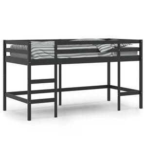 vidaXL Dječji krevet na kat s ljestvama crni 90x200cm masivna borovina