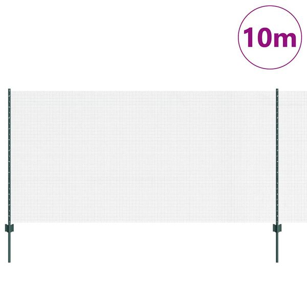 vidaXL Ograda s postovima Zelena 1,2 x 10 m Čelik i PVC
