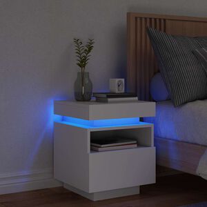 vidaXL Noćni ormarić s LED svjetlima bijeli 40 x 39 x 48,5 cm