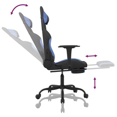 vidaXL Igraća stolica od tkanine s osloncem za noge crna-Plava