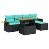vidaXL 6-dijelni set vrtnih sofa s jastucima crni od poliratana bagrem