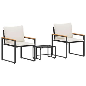 vidaXL Setovi namje&scaron;taja s jastukom 3 pcs Crna i krem-bijela Ratan