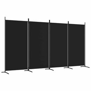 vidaXL Sobna pregrada s 4 panela crna 346x180 cm od tkanine