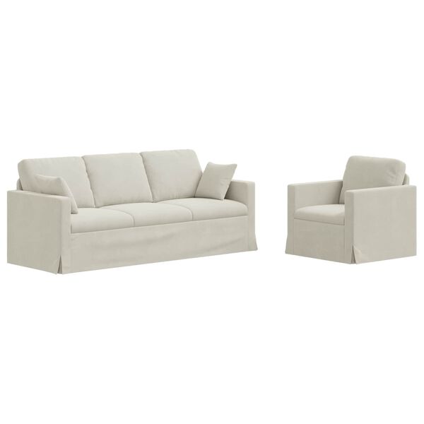 vidaXL Sofa 2 pcs Krema 198 x 78 x 80 cm Bar&scaron;un