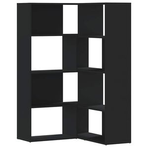 vidaXL Kutni regal za knjige s 4 razine crni 85 x 85 x 140 cm drveni