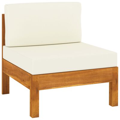 vidaXL Srednje sofe 2 kom s krem bijelim jastucima od bagremovog drva