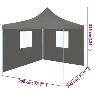 vidaXL Profesionalni sklopivi šator za zabave 2 x 2 m čelični antracit