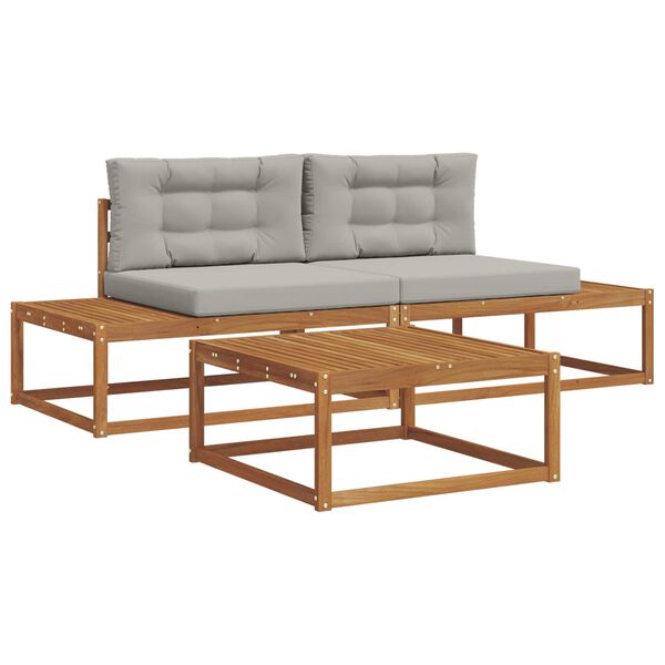 vidaXL Set vanjskih sofa s jastukom 3 Komad Prirodna i svijetlo siva