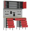 vidaXL Radni ormar s ladicama 8 pcs Crvena Inženjerska drva i čelik
