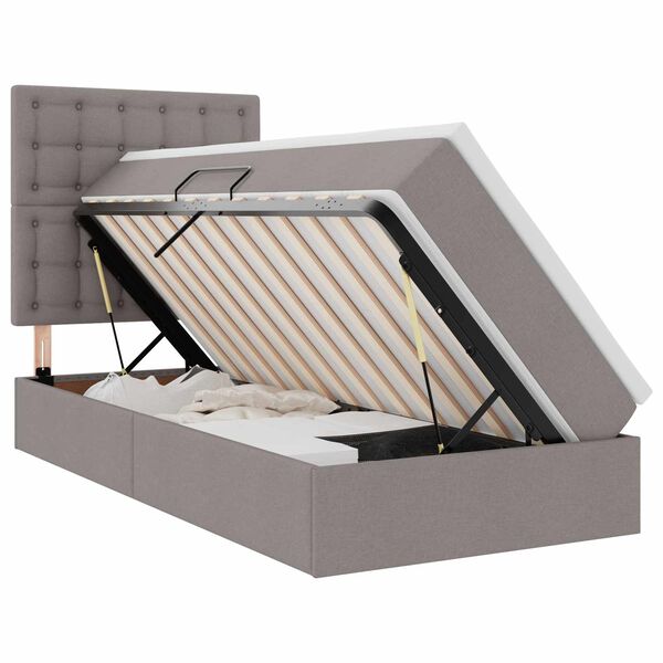 vidaXL Krevet s prostorom za pohranu s LED-om Sivo-smeđa 90 x 190 cm