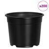 vidaXL Lonac za cvijeće 200 pcs Crna &Oslash; 15 x 12.5 cm Plastika