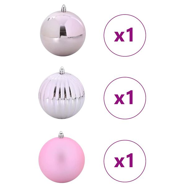 vidaXL Set božićnih kuglica XXL 3 pcs Ružičasta Plastika