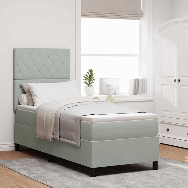 vidaXL LED Box Spring Krevet Svijetlo siva 80 x 200 cm tkanina