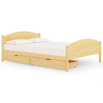 vidaXL Okvir za krevet s 2 ladice 160 x 200 cm od masivne borovine
