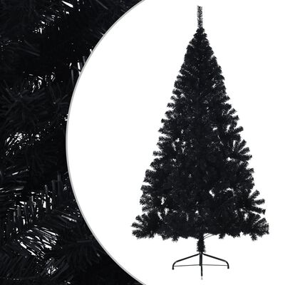 vidaXL Umjetna polovica božićnog drvca sa stalkom crna 240 cm PVC