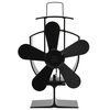 vidaXL Ventilator za peć na toplinski pogon s 5 lopatica crni