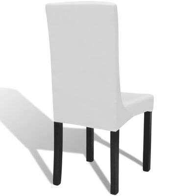 vidaXL Ravne rastezljive navlake za stolice 6 kom bijele