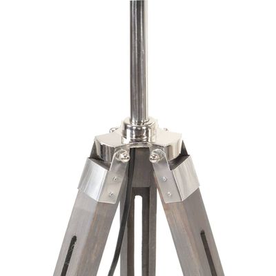 vidaXL Podna svjetiljka s tronošcem sivo-bijela od tikovine 141 cm