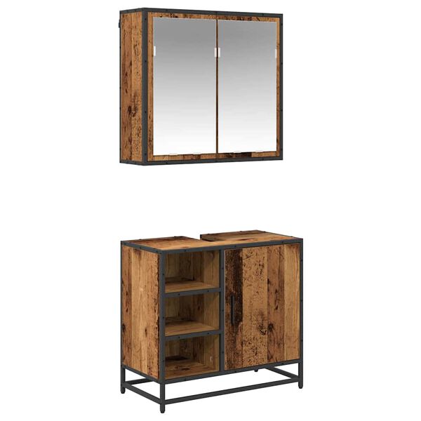 vidaXL Set namje&scaron;taja za kupaonicu 2 pcs Staro drvo Konstruirano drvo