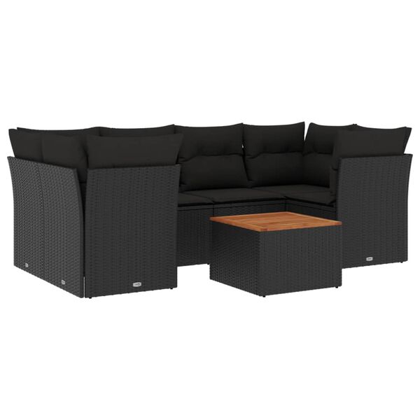 vidaXL 7-dijelni set vrtnih sofa od poliratana s jastucima crni