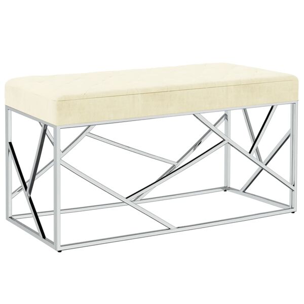 vidaXL Klupa od krem bar&scaron;unaste tkanine i nehrđajućeg čelika 97 cm