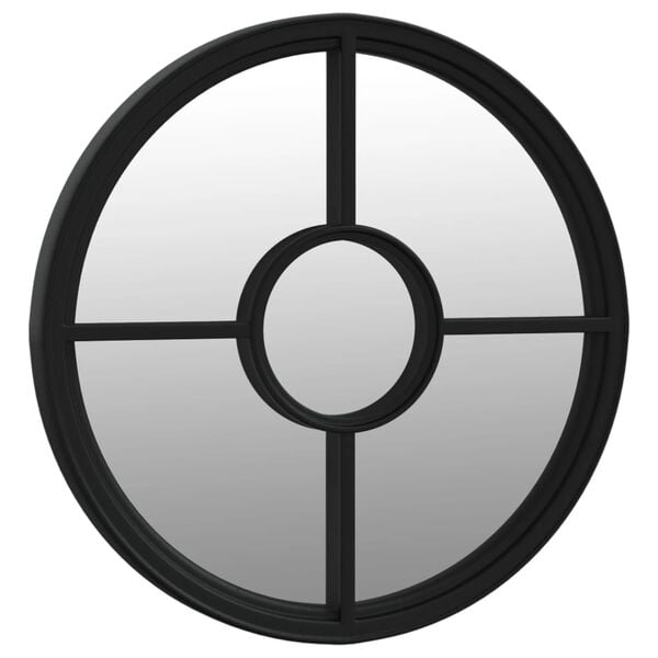 vidaXL Ogledalo crno 60 x 4 cm željezno okruglo za unutarnju upotrebu