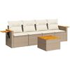 vidaXL 5-dijelni vrtni set sofa s jastucima bež od poliratana