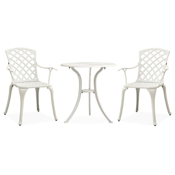 vidaXL 3-dijelni bistro set od lijevanog aluminija bijeli