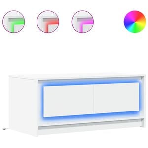 vidaXL Stolić za kavu s LED svjetlima bijeli od konstruiranog drva