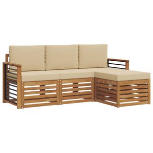 vidaXL Set vanjskih sofa s jastukom 4 pcs Prirodna i bež