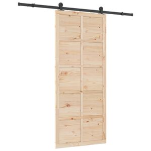 vidaXL Klizna vrata 100 x 208 cm Masivna borovina Prirodna