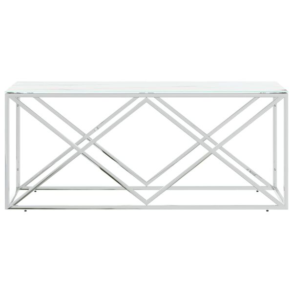 vidaXL Stolić za kavu 110 x 45 x 45 cm od nehrđajućeg čelika i stakla