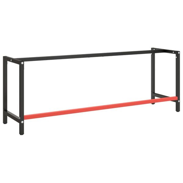 vidaXL Okvir za radni stol mat crni i mat crveni 220x57x79 cm metalni