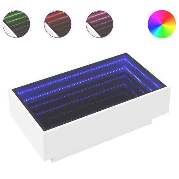 vidaXL Stolić za kavu LED bijeli 90x50x30 cm od konstruiranog drva