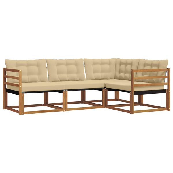 vidaXL Set vanjskih sofa s jastukom 4 pcs Prirodna i bež