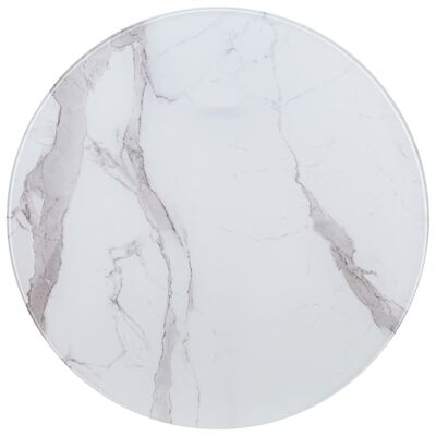 vidaXL Stolna ploča bijela Ø 80 cm staklena s mramornom teksturom